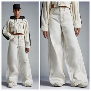 Moncler Cream Wide Leg Jeans